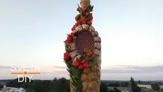 Декор бутылки из яичных лотков имитация камня своими руками мастер класс от Sveta DIY