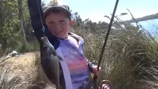 Levi Bowman fishing for bream at age 4