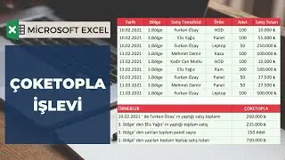 EXCEL ÇOKETOPLA / EXCEL ÇOKETOPLA FORMÜLÜ / EXCEL BİRDEN FAZLA ÖLÇÜTE GÖRE TOPLAMA / EXCEL DERSLERİ