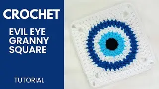 How to crochet Evil Eye granny square/(Easy tutorial) #evileye