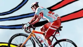 風のようなサイクリングロードのお絵描き動画