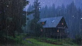 HEAVY RAIN at NIGHT on Roof to Sleep Deep and Sleep Fast ⚡ ASMR , Reduce Stress with Rain Sounds