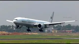 First Time Prime Minister of INDIA Shri Narendra Modi Landing at Kolkata in AIR INDIA 1 Boeing 777