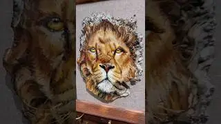 Wooden wall panel with a painting 