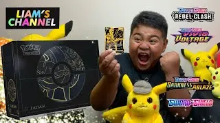 OPENING A STAR WARS LOOKING BOX CALLED THE ZACIAN ELITE TRAINER BOX - 4 KINDS OF TCG BOOSTER PACKS