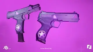 stylized pistol #3d  model made in blender 3.2