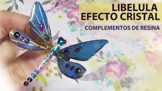 BROCHE LIBÉLULA EFECTO CRISTAL. RESINA EPOXI O UV.  INSPIRACIÓN NATURAL, INSECTOS. BISUTERÍA.JOYERÍA