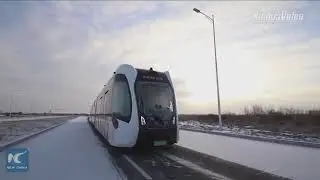 Çin, soğuk havalarda sanal raylarda çalışan akıllı elektrikli treni test ediyor