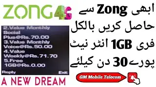 Zong 1GB free Internet l Mahana 1GB Zong free Internet l