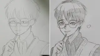 Drawing Boy With Glasses Easy | School Boy Simple Sketch