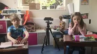 Amélie and Alexander’s first day of home lessons 2020