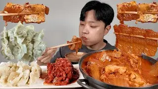 Eating raw beef with kimchi jjim ASMR