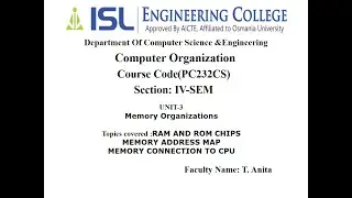 CSE Lecture - 15 UNIT-3 RAM &ROM CHIPS,MEMORY ADDRESS MAP,MEMORY CONNECTION TO CPU