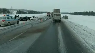 СЕГОДНЯ ТРАССА М5 СТРАШНАЯ АВАРИЯ. СНЕГ ГОЛОЛЁД. ДАЛЬНОБОЙ ПО РОССИИ