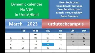 Automated Dynamic Calendar in Excel without VBA in Urdu\ Excel Formulas \ excel project\eventplanner