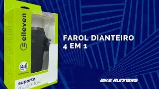 Farol Dianteiro Elleven 4 em 1 com Suporte para Celular Power Bank e Buzina  na Bike Runners