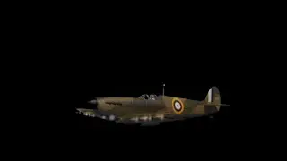 Plane Spitfire Mk IA fire, take off, landing and cockpit green screen (black screen)