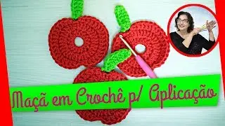 Crocheted Apple Applique - step-by-step tutorial by Edinir Crochet