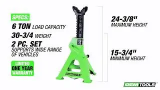 OEMTOOLS 24853 6 Ton Jack Stands (Pair)