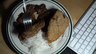 ASMR - PORK AND RICE EATING SOUNDS