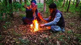 Live in the woods|Jungle and brush crafts| New primitive video | Jungle gaoon