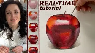 🍎 Perfect Beginner Painting Tutorial: apple watercolour ALLA PRIMA - real time & step by step.