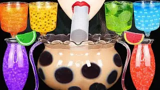 ASMR RAINBOW DRINKS *GIANT BOBA BUBBLE TEA, CANDY, VAMPIRE FROG EGGS TEA, 신기한 물 먹방 DRINKING SOUNDS