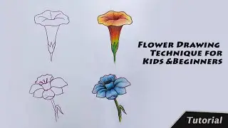 Flower Drawing Technique for Kids and Beginners