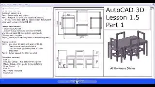 AutoCAD 3D Tutorial Basic Lesson 1.5. Part 1 Draw table and chairs