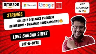 60. EDIT DISTANCE - Dynamic programming | The Lavenshtein Distance |  Strings | 450 DSA | C++
