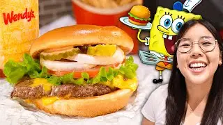 Wendy’s NEW SpongeBob Krabby Patty Burger 🍔 (+ Pineapple Frosty Review)