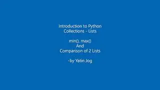 Python List - min(), max() and Comparison of 2 Lists