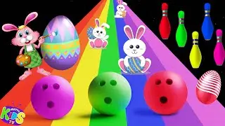 Colorful Egg Bowling Ball  | Learn Colors with Easter Egg | Bowling Ball Adventure For Kids