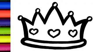 Crown Drawing, colouring and painting for, Toddlers | & kid's | How to Draw Cute CROWN DRAWING
