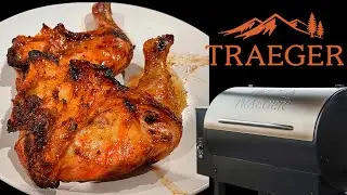 Chicken quarters on a Traeger pellet grill