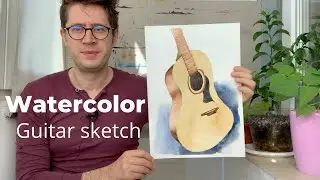 Watercolor guitar sketch