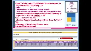 Excel To Tally Import Tool Receipt Voucher Import To Tally Prime AGS TECH Tally TDL | Utility Excel