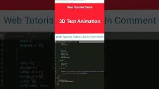 CSS Mouse Hover 3D Text Effect - Short Video Web Tutorial Tamil || 