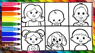 Drawing And Coloring A Family 👩👨👧👦🐶🌈 Drawings For Kids