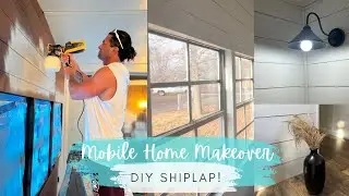 DIY Faux Shiplap on a budget! Mobile Home Makeover!