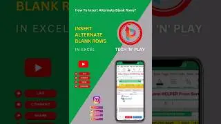 Insert Alternate Blank Rows 😎 #shorts #exceltricks #msexcel #exceltips 🔥