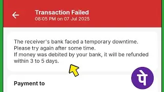 The receiver's bank faced a temporary downtime Please try again after some time | Phonepe