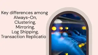 Key differences among Always-On, Clustering, Mirroring, Log Shipping, and Transaction Replication.