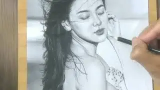 MENGGAMBAR WAJAH ARTIS THAILAND - BAIFERN - LUKISAN PENSIL - PENCILDRAWING