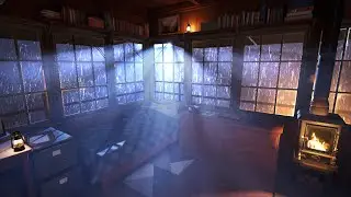 Cozy Lookout Tower Ambience | thunder and rain sound, fireplace