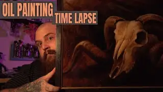 OIL PAINTING TIME LAPSE - Ram Skull ------ Corey Lewis Tattoos & Art