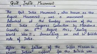 Quit India Movement Day  | Ten lines Essay on Quit India Movement | Essay on August Kranti Din