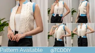 How to Crochet a Cable Stitch Bomber Vest | Pattern & Tutorial DIY