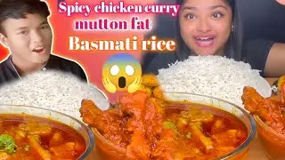 Chicken spicy egg gravy//mutton spicy fat curry 🔥 Maddy eats mukbang eating ASMR video #skrb2vlog