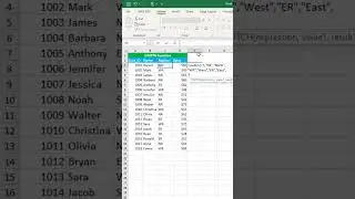 SWITCH function in excel